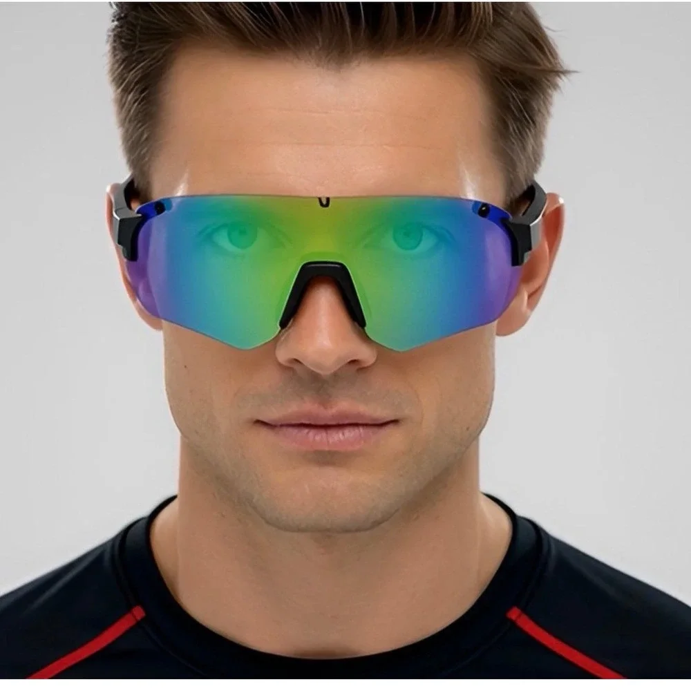 Sport Sunglasses Shield Mirrored Lens Cycling Running Glasses Men UV400 Protect‎